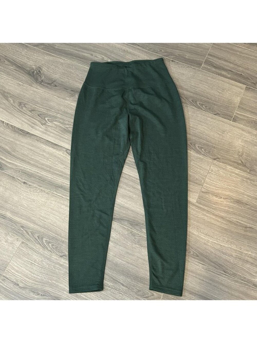 Wicked Wool Leggings Womens M Green Merino Wool Blend High Rise Ankle Base Layer